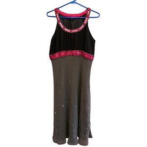 Wardrobe Brown and Pink Sleeveless Dress